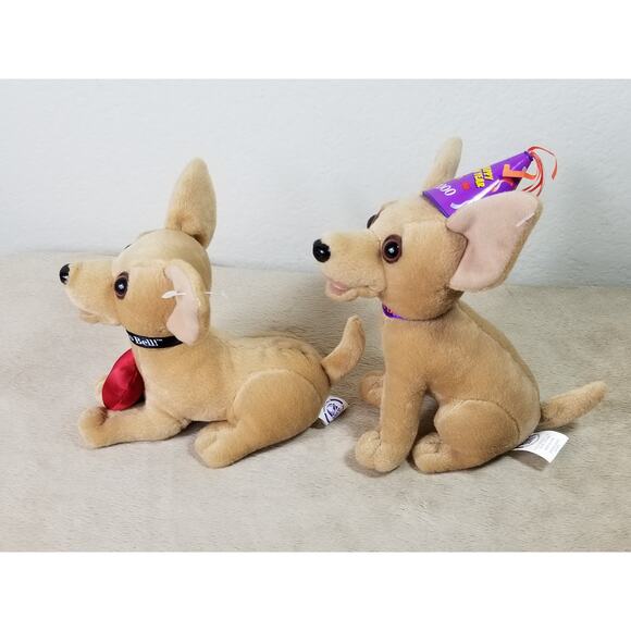 Taco Bell Chihuahua New Year 2000 Merchandise 6" Stuffed Animal Plush x2 Vtg - Picture 5 of 12
